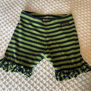 Matilda Jane Green and Navy Striped Shorts with Ruffles